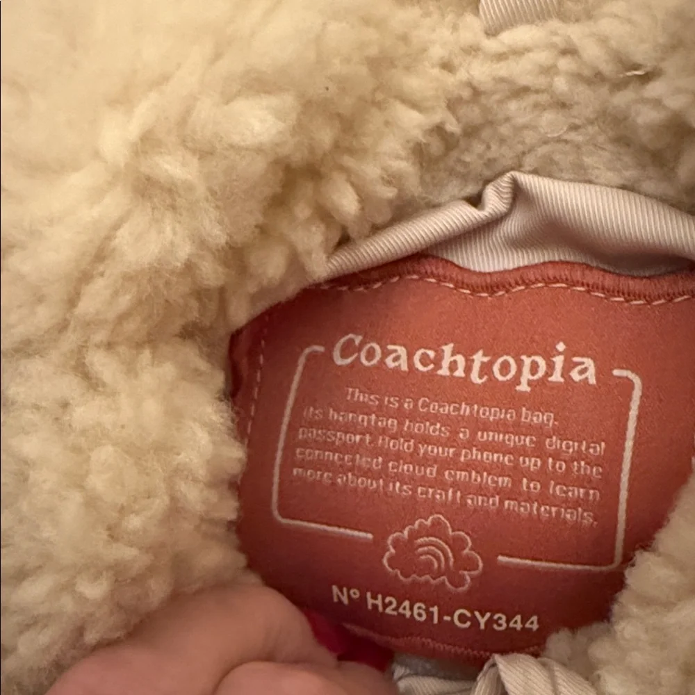 🤎Coach NWT‎ Ivory Limited Edition Coachtopia Fuzzy Heart Bag in Sherpa
